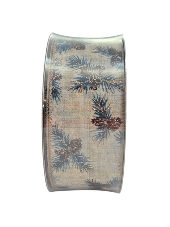 Member's Mark Other - Members Mark 2.5" Premium Wired Edge Ribbon 50 Yards Masculine Pinecone Pattern